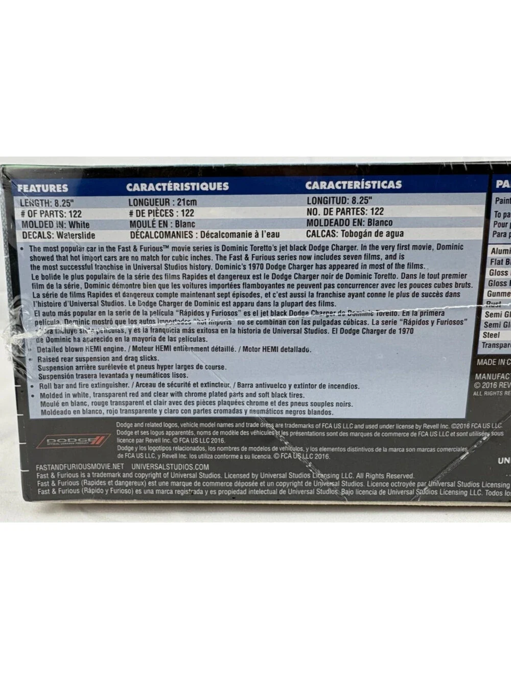 Revell Fast & Furious Dominic's 1970 Dodge Charger Model Kit 1:25 Scale Sealed